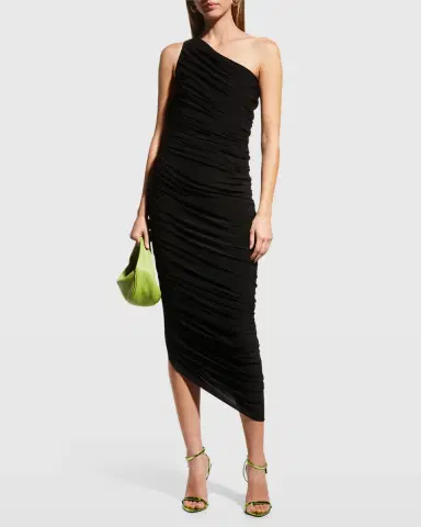 Norma Kamali Diana One-Shoulder Shirred Midi Dress | Thumbnail 2