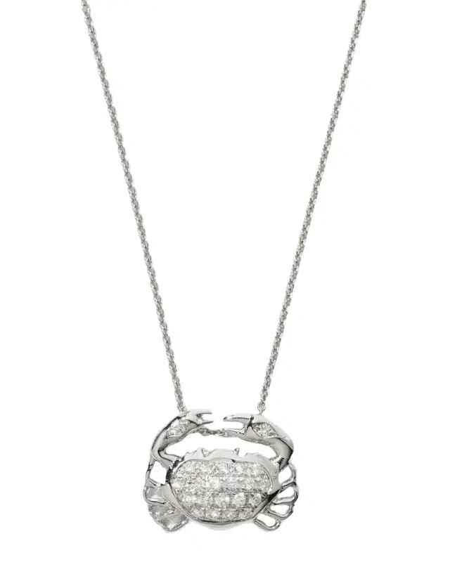 Crab Tiny Treasures Necklace in White Gold