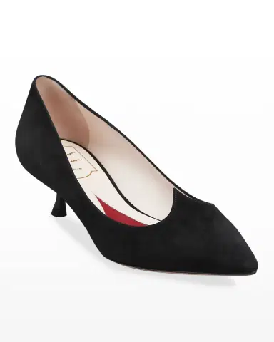 Roger Vivier I Love Vivier Suede Kitten-Heel Pumps | Thumbnail 2 Roger Vivier I Love Vivier Suede Kitten-Heel Pumps | Thumbnail 2