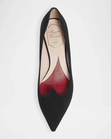 Roger Vivier I Love Vivier Suede Kitten-Heel Pumps | Thumbnail 6 Roger Vivier I Love Vivier Suede Kitten-Heel Pumps | Thumbnail 6