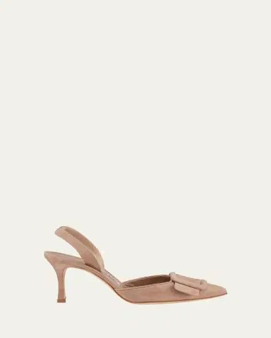 Manolo Blahnik Maysli Suede Buckle Slingback Pumps | Thumbnail 4
