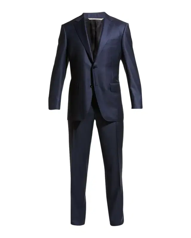 Men 's Solid Wool Two-Piece Suit
