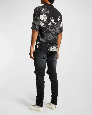 PURPLE Men's P002 Black Wash Blowout Slim Jeans | Thumbnail 3 PURPLE Men's P002 Black Wash Blowout Slim Jeans | Thumbnail 3