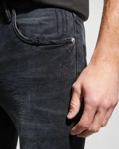 PURPLE Men's P002 Black Wash Blowout Slim Jeans | Thumbnail 5 PURPLE Men's P002 Black Wash Blowout Slim Jeans | Thumbnail 5