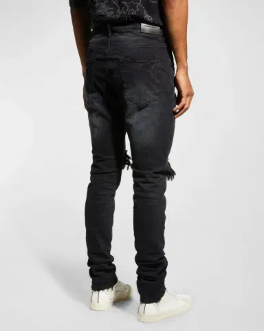 PURPLE Men's P002 Black Wash Blowout Slim Jeans | Thumbnail 6 PURPLE Men's P002 Black Wash Blowout Slim Jeans | Thumbnail 6
