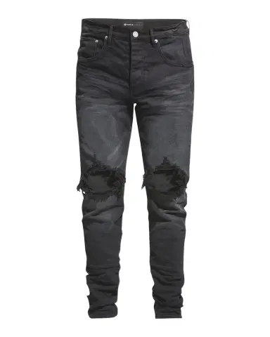 PURPLE Men's P002 Black Wash Blowout Slim Jeans | Thumbnail 1 PURPLE Men's P002 Black Wash Blowout Slim Jeans | Thumbnail 1