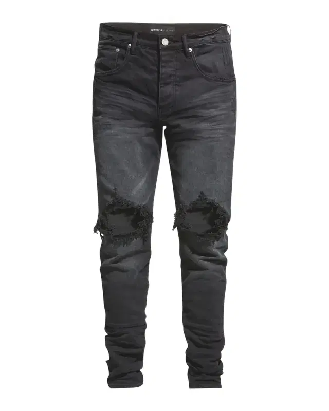 Men 's P002 Black Wash Blowout Slim Jeans