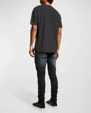 PURPLE Men's P002 Black Repair Slim Jeans | Thumbnail 3 PURPLE Men's P002 Black Repair Slim Jeans | Thumbnail 3
