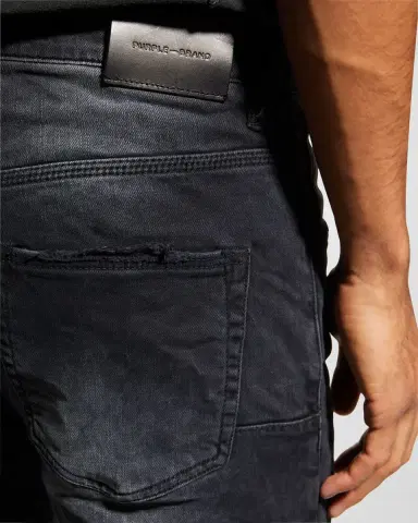 PURPLE Men's P002 Black Repair Slim Jeans | Thumbnail 5 PURPLE Men's P002 Black Repair Slim Jeans | Thumbnail 5