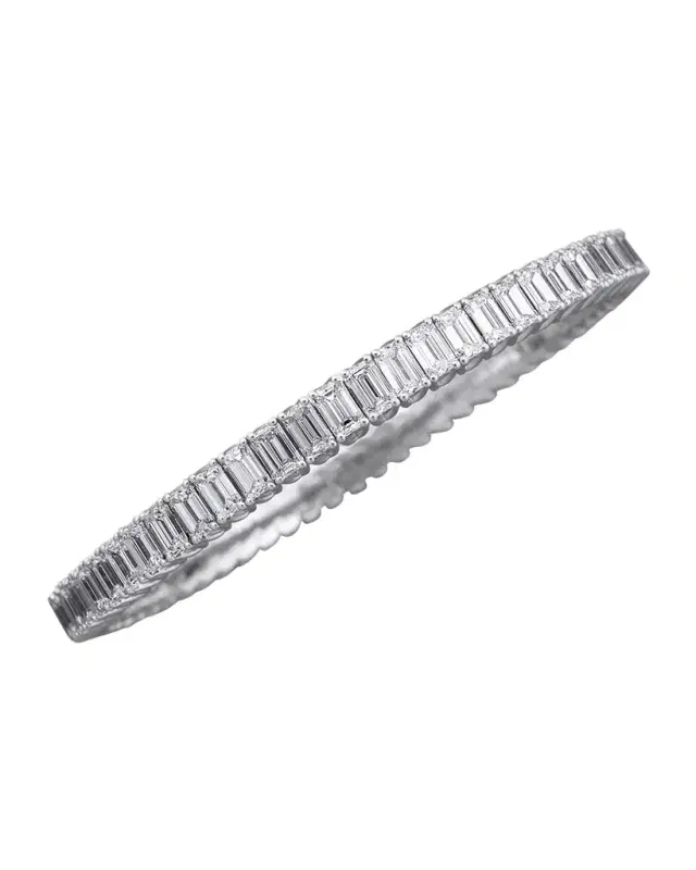18K White Gold Xpandable Emerald-Cut Diamond Bracelet