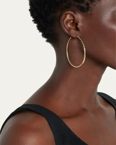 Jennifer Meyer Medium Hammered Bangle Hoop Earrings | Thumbnail 2