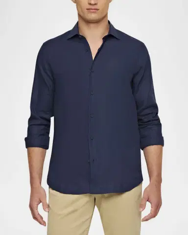 Orlebar Brown Men's Giles Smart Linen Sport Shirt | Thumbnail 4