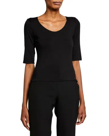 Emporio Armani Half-Sleeve Jersey Top | Thumbnail 1