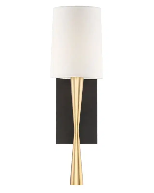 Crystorama Trenton 1-Light Aged Brass and Black Wall Sconce
