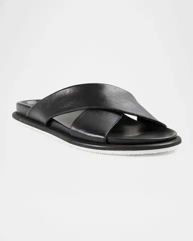 Paul Stuart Men's Punta Crisscross Leather Slide Sandals | Thumbnail 2 Paul Stuart Men's Punta Crisscross Leather Slide Sandals | Thumbnail 2