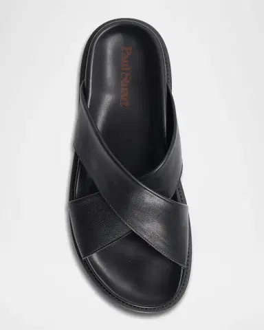 Paul Stuart Men's Punta Crisscross Leather Slide Sandals | Thumbnail 4 Paul Stuart Men's Punta Crisscross Leather Slide Sandals | Thumbnail 4