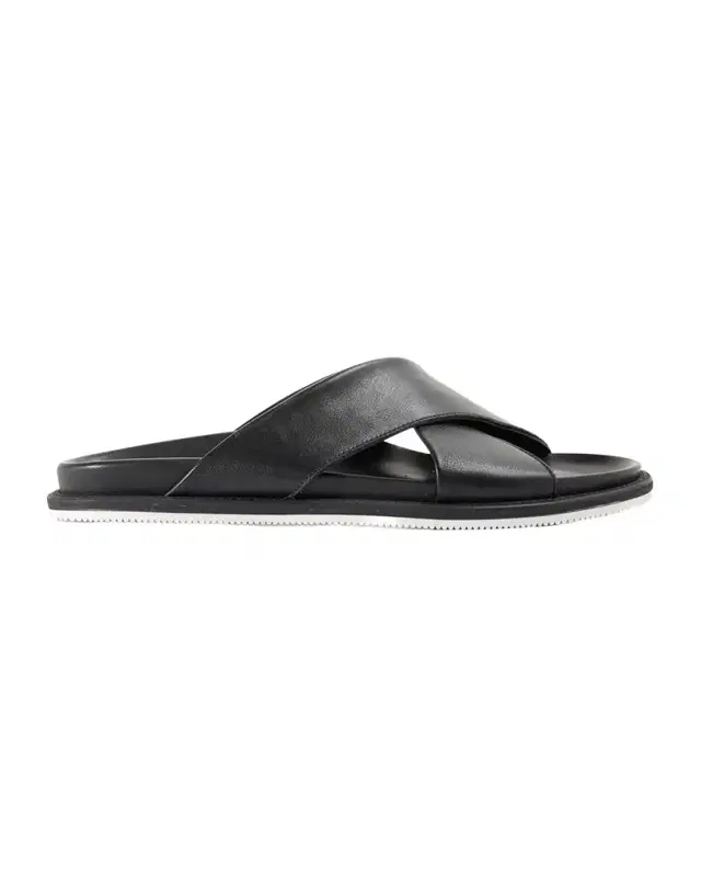 Paul Stuart Men 's Punta Crisscross Leather Slide Sandals