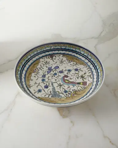 Neiman Marcus Blue and Green Pavoes Serving Bowl | Thumbnail 1