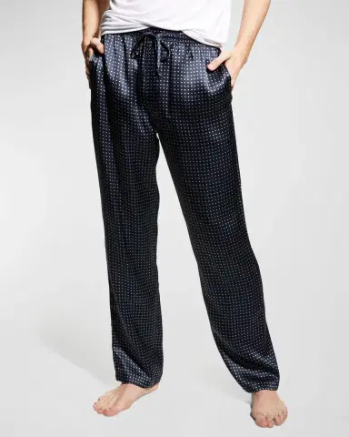 Majestic International Men's Dotted Silk Lounge Pants | Thumbnail 2