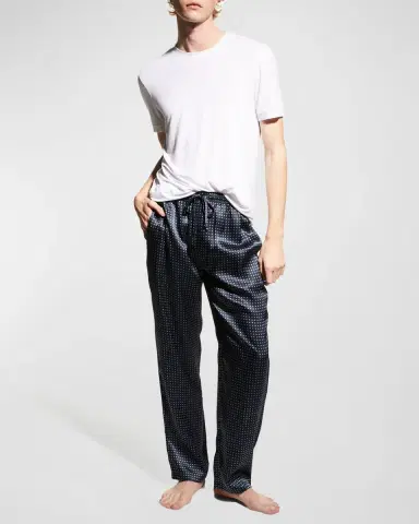 Majestic International Men's Dotted Silk Lounge Pants | Thumbnail 3