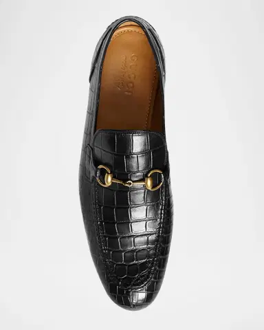 Gucci Men's Jordaan Crocodile Loafers | Thumbnail 3