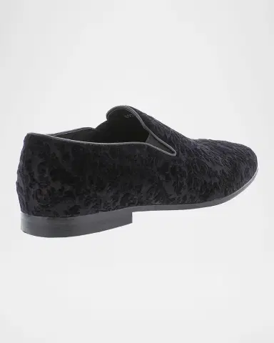 Robert Graham Men's Sonoma Floral Skull-Embossed Velvet Loafers | Thumbnail 3