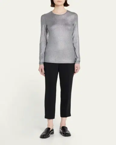 Majestic Filatures Metallic Long-Sleeve Viscose Tee | Thumbnail 2 Majestic Filatures Metallic Long-Sleeve Viscose Tee | Thumbnail 2