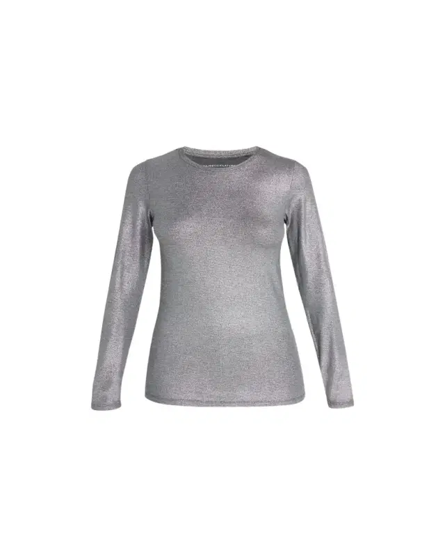 Metallic Long-Sleeve Viscose Tee