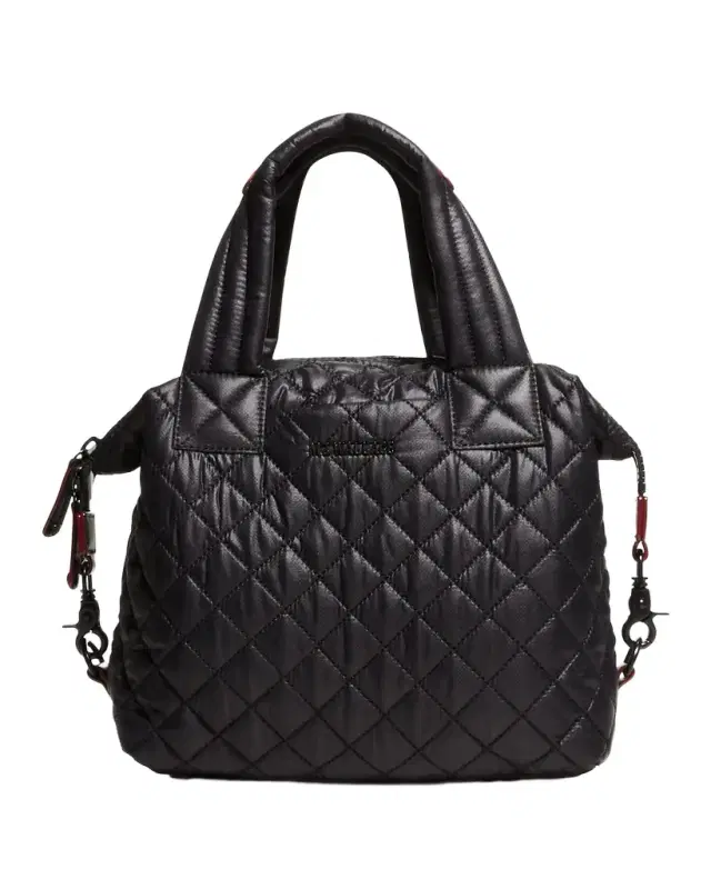 Sutton Deluxe Small Quilted Nylon Tote Bag, Black