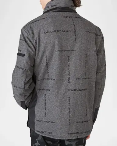 Karl Lagerfeld Paris Men's Sherpa-Lined Logo Shirt Jacket | Thumbnail 3 Karl Lagerfeld Paris Men's Sherpa-Lined Logo Shirt Jacket | Thumbnail 3