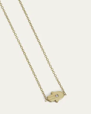 Jennifer Meyer 18k Mini Hamsa Necklace with Diamond Accent | Thumbnail 3