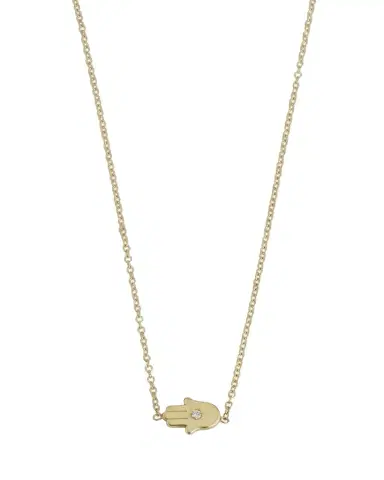 Jennifer Meyer 18k Mini Hamsa Necklace with Diamond Accent | Thumbnail 1