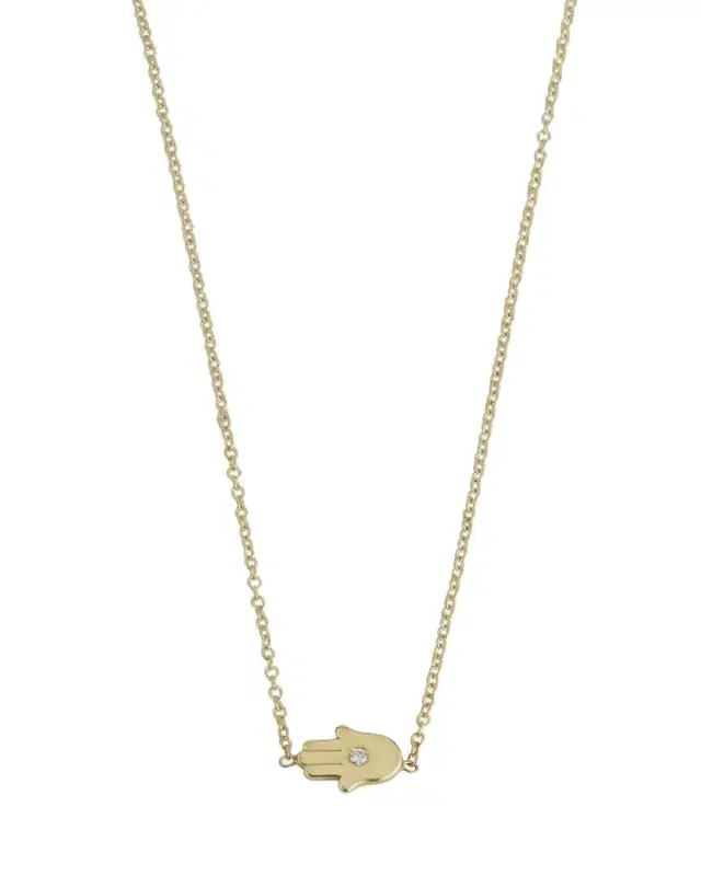 Jennifer Meyer 18k Mini Hamsa Necklace with Diamond Accent