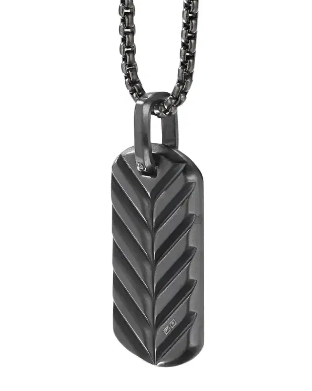 Men 's Streamline Tag Pendant in Titanium, 35mm