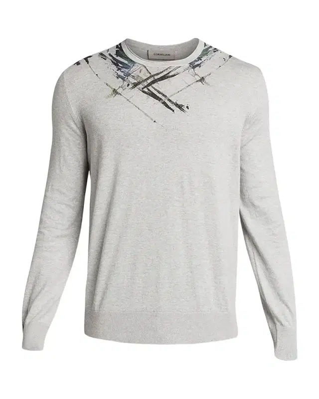 Men's Crew Sweater with Paint Detail Men's Crew Sweater with Paint Detail