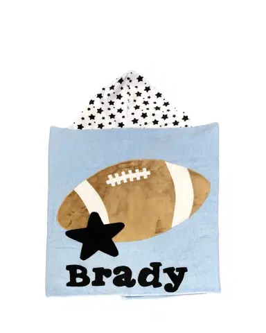 Boogie Baby Kid's Football Star-Print Hooded Towel, Personalized | Thumbnail 1