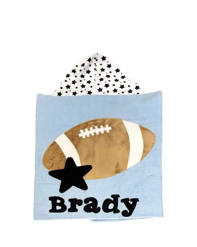 Boogie Baby Kid's Football Star-Print Hooded Towel, Personalized
