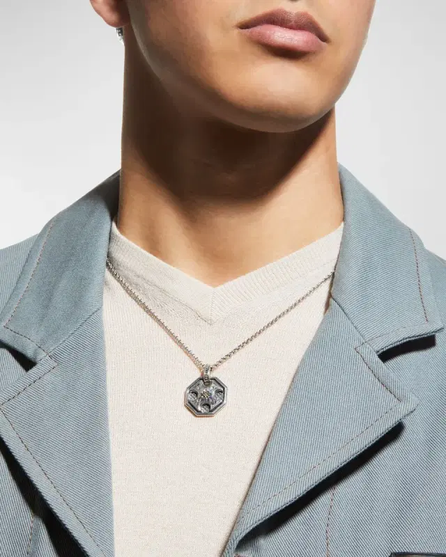 Men 's Axel Sterling Silver & Bronze Octagonal Pendant
