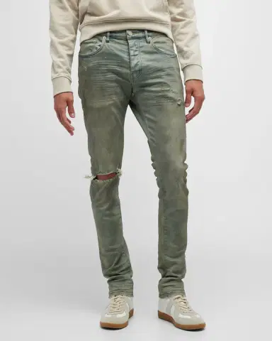 PURPLE Men's P001 Light Dirty Wax Skinny Jeans | Thumbnail 3 PURPLE Men's P001 Light Dirty Wax Skinny Jeans | Thumbnail 3
