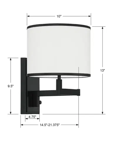 Crystorama Madison Mounted Task Light | Thumbnail 3