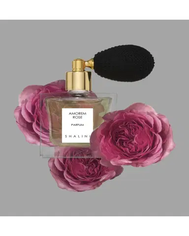 Shalini Parfum Amorem Rose Cubique Glass Bottle with Black Bulb Atomizer, 1.7 oz./ 50 mL | Thumbnail 5 Shalini Parfum Amorem Rose Cubique Glass Bottle with Black Bulb Atomizer, 1.7 oz./ 50 mL | Thumbnail 5