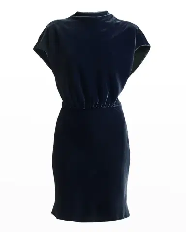 Giorgio Armani Draped Cap-Sleeve Velvet Dress | Thumbnail 1 Giorgio Armani Draped Cap-Sleeve Velvet Dress | Thumbnail 1