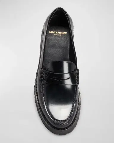 Saint Laurent Le Loafer Monogram Leather Penny Slippers | Thumbnail 4