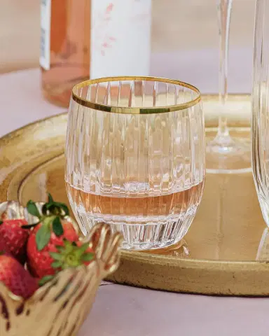 Vietri Natalia Gold Rim Double Old-Fashioned Glass | Thumbnail 2