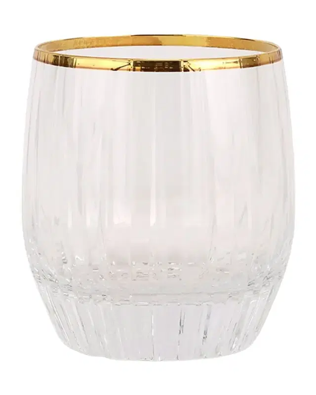 Vietri Natalia Gold Rim Double Old-Fashioned Glass