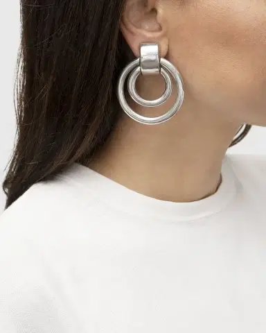 Ben-Amun Silver Clip-On Earrings | Thumbnail 2 Ben-Amun Silver Clip-On Earrings | Thumbnail 2