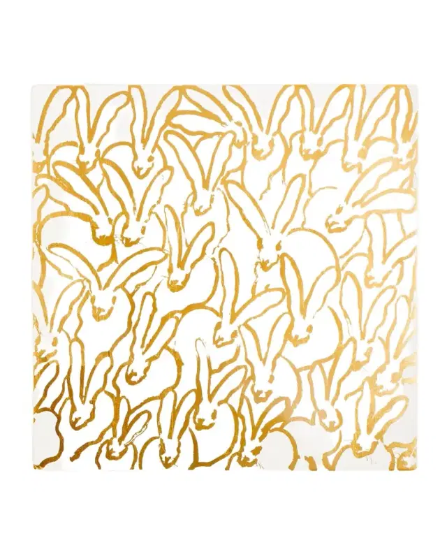 Hunt Slonem Rabbit Run Gold Leaf and Lacquer Placemat