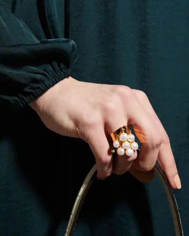 NEST Jewelry Pearl Charm Adjustable Ring | Thumbnail 1