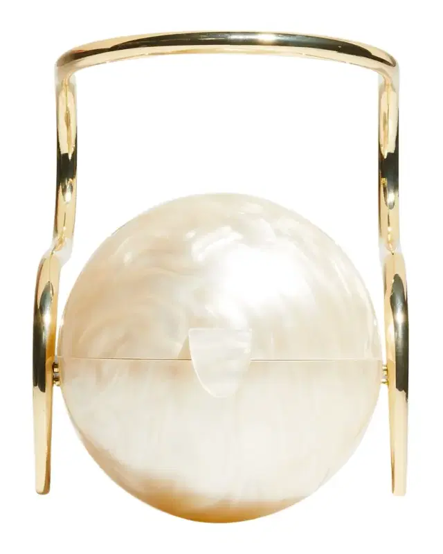 Cult Gaia Pearl Acrylic Metal Top-Handle Bag