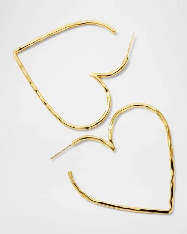 NEST Jewelry Gold Heart Skinny Hoop Earrings | Thumbnail 2